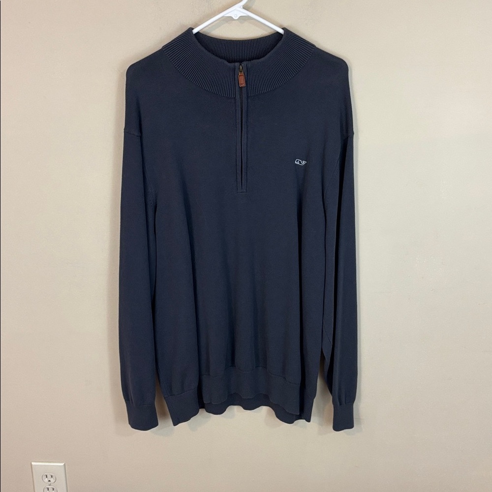 Vineyard Vines Navy Cotton Quarter Zip Sweater Size 2XL